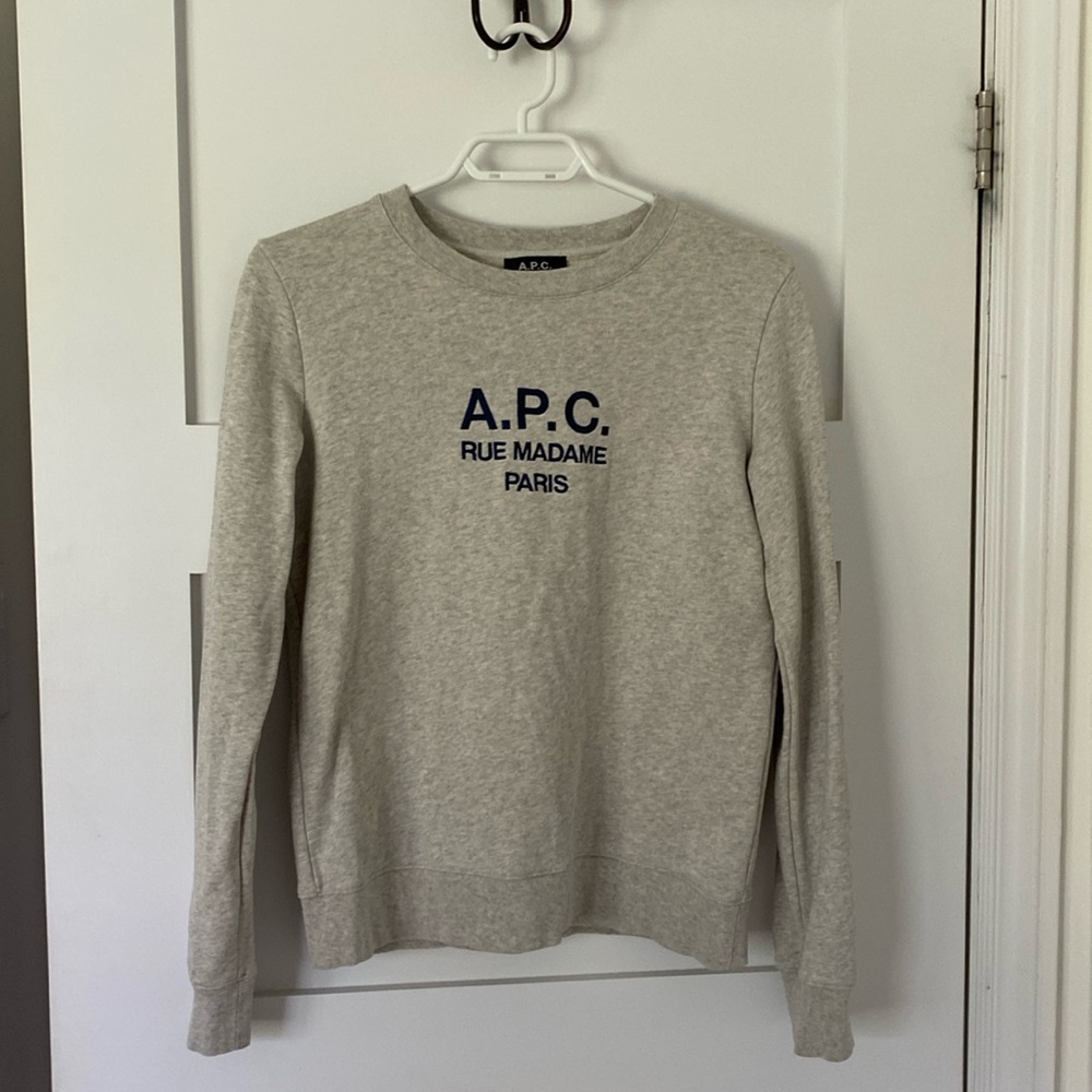 A.P.C. Gray Sweatshirt with Navy Logo